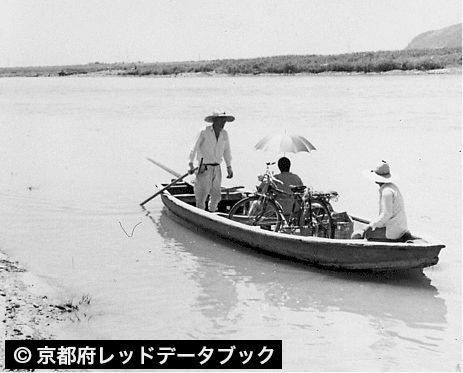 大山崎と橋本を結ぶ山崎の渡し舟