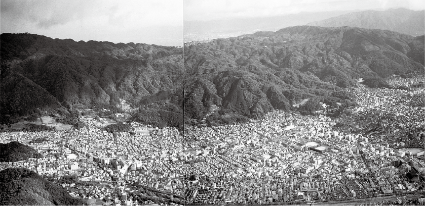左京区花折断層崖と比叡山南部の花崗岩山地