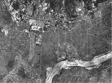 巨椋池干拓地の空中写真