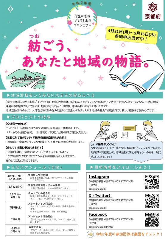 令和7年度学生×地域つながる未来プロジェクトのチラシ（表面）
