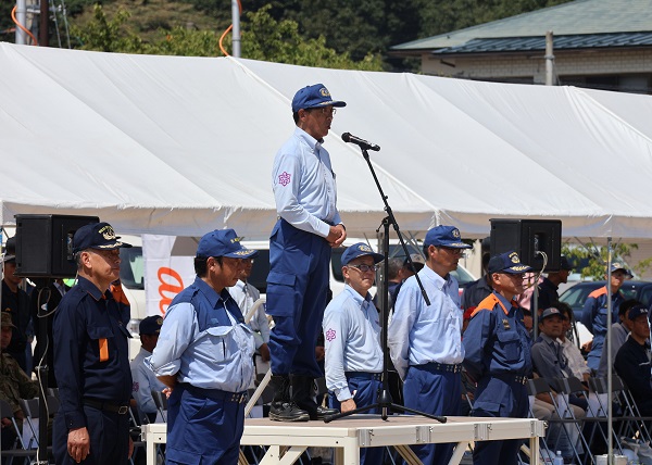 令和7年度京都府総合防災訓練に出席する知事