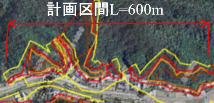 三河２航測図で計画区間を示しています