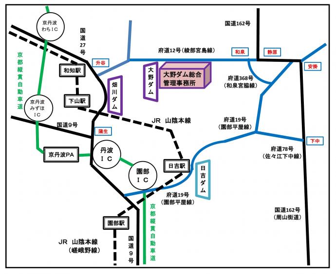 ダムへのアクセス地図