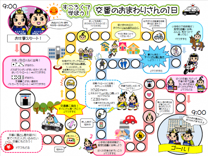 京都府警察 すごろくで学ぼう 交番のおまわりさんの1日