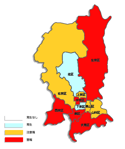 京都府感染症情報センター インフルエンザ 京都市版地図