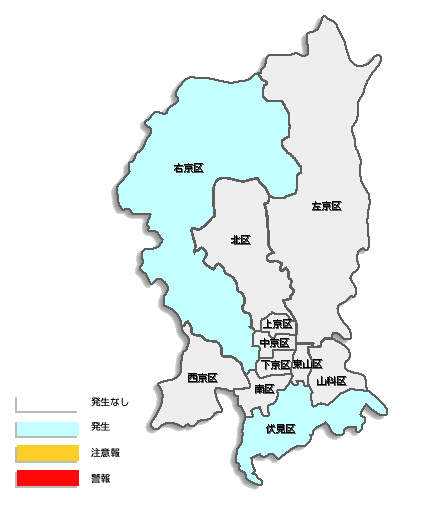 京都府感染症情報センター 水痘 京都市版地図