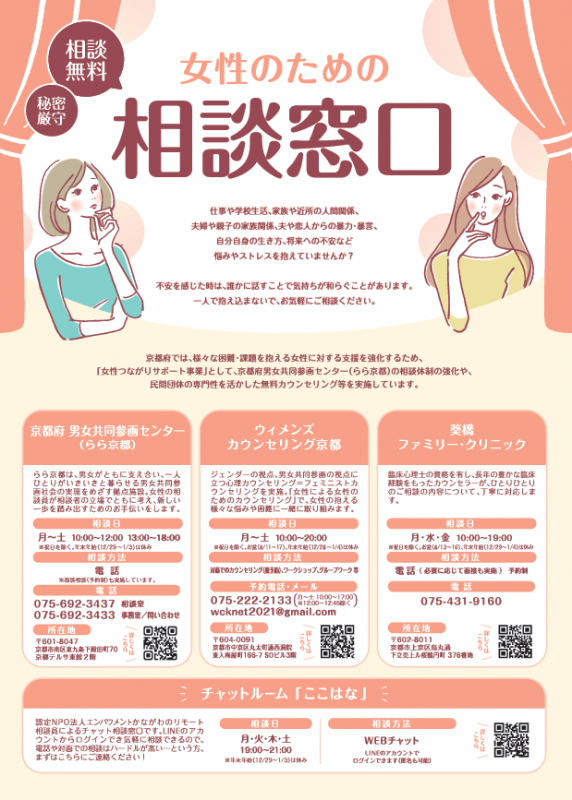 女性のための相談窓口チラシ（表）