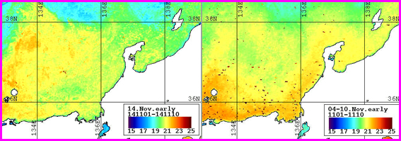 ノア表面水温分布（11月上旬）