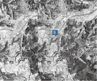 木津川市木津町 山田川と秋篠川の河川争奪地形(立体視可能)