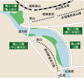 嵐山公園周辺の地図