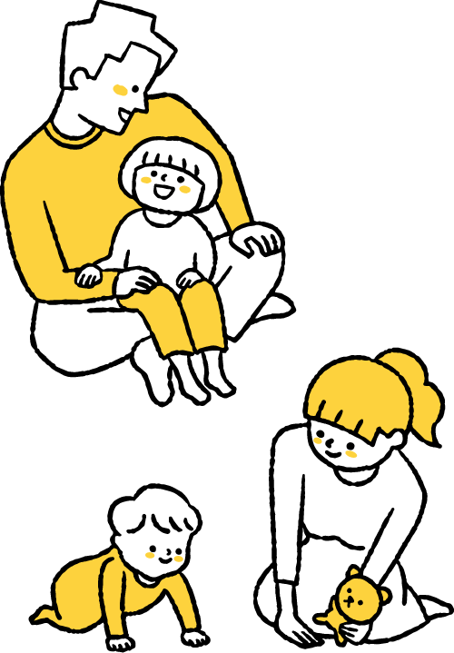 子供と遊ぶ親のイラスト