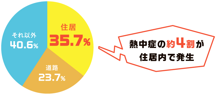 熱中症の発生場所の割合グラフ