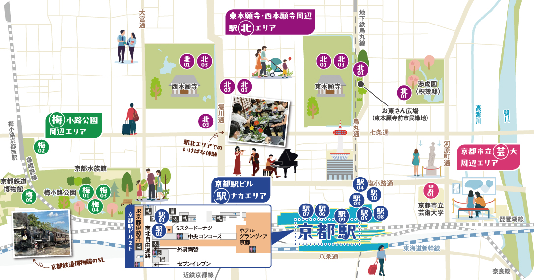 京都鉄道博物館のSL 駅北エリアでのいけばな体験