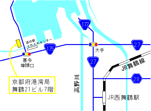 駅から港湾局までの地図