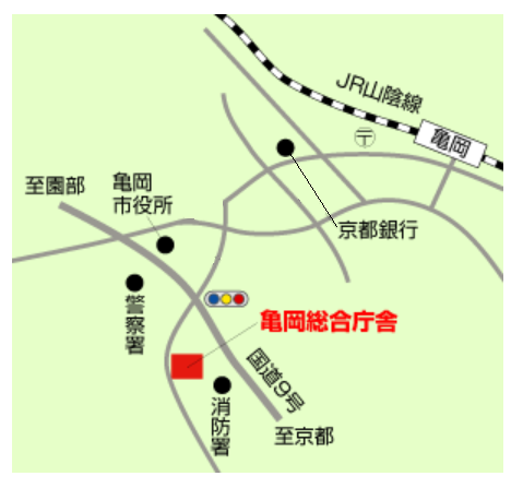 亀岡庁舎へのアクセスマップ