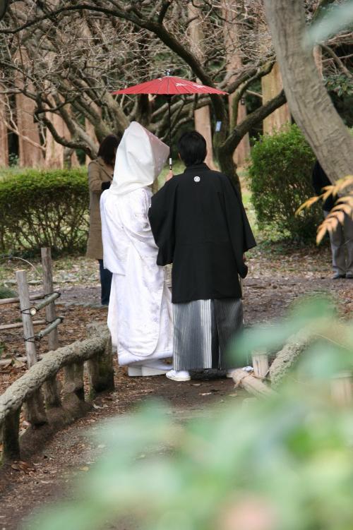 記念撮影に来園した新郎新婦の写真