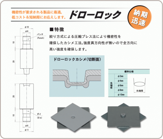 画像：ドローロック。機密性が要求される製品に最適。低コスト＆短納期にお応えします。