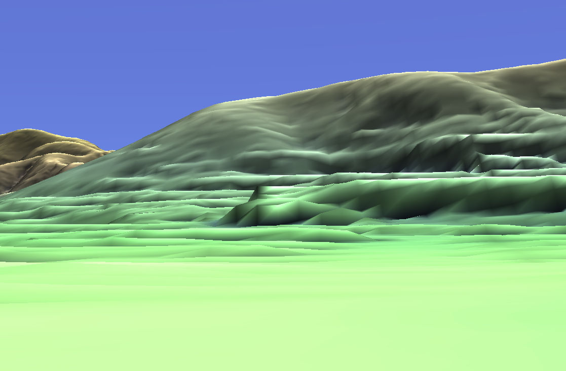 カシミール3Dによる知恩院とその周辺の現況地形（視点は知恩院新門近く）