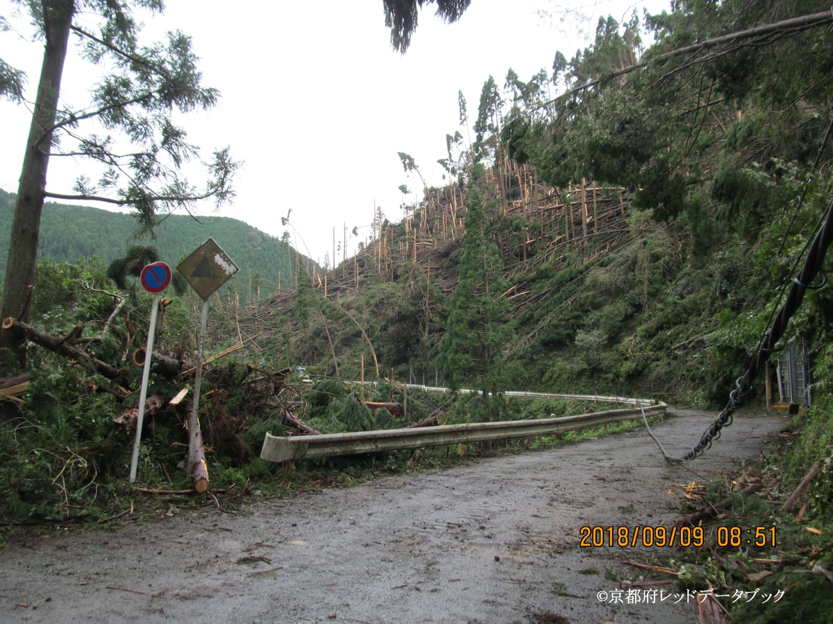 写真23　台風による雲ケ畑たてはら付近の惨状。2018年9月9日。