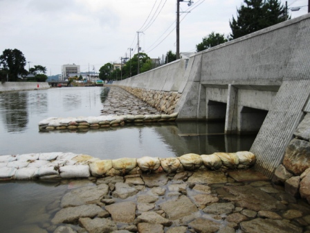 京口橋から中橋間右岸護岸完成