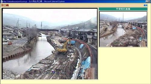 河川防災カメラ画像のインターネット画面の例