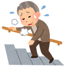 階段をのぼる男性
